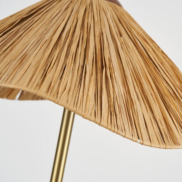 Bowde Eskitme Ahşap Modern Hasır Şapkalı Bohem Lambader