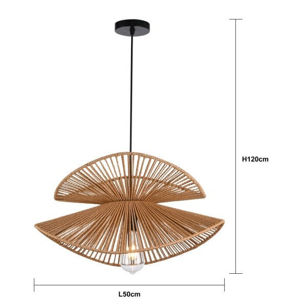 Reid 2 Katlı İpli Hasır Bohem Sarkıt Avize