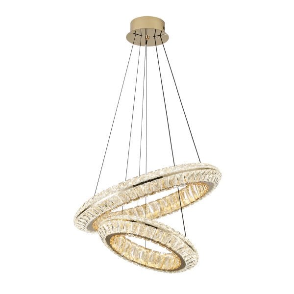 Kyler 2'li Gold 180 Watt Kristalli 3 Renkli Led Sarkıt Avize