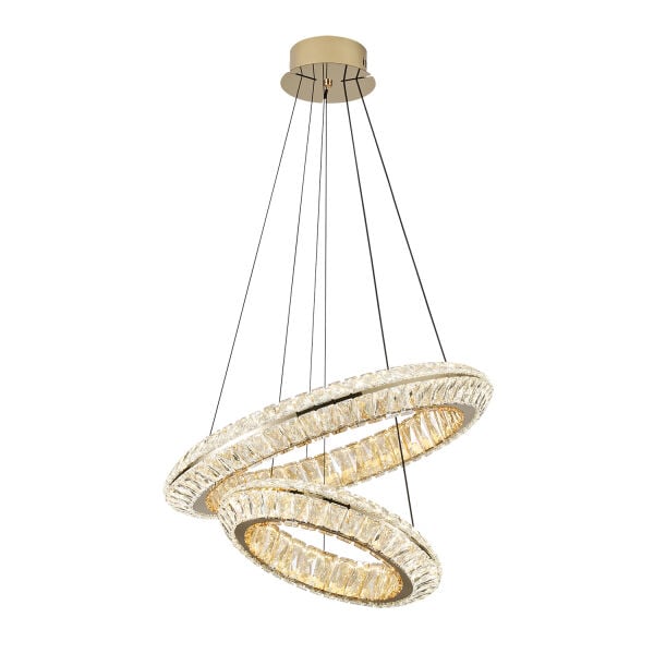 Kyler 2'li Gold 180 Watt Kristalli 3 Renkli Led Sarkıt Avize