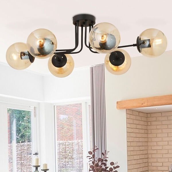 Tanyer 6Lı Siyah Modern Sarkıt Yatak odası Retro Salon Avize