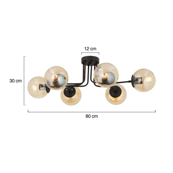 Tanyer 6Lı Siyah Modern Sarkıt Yatak odası Retro Salon Avize