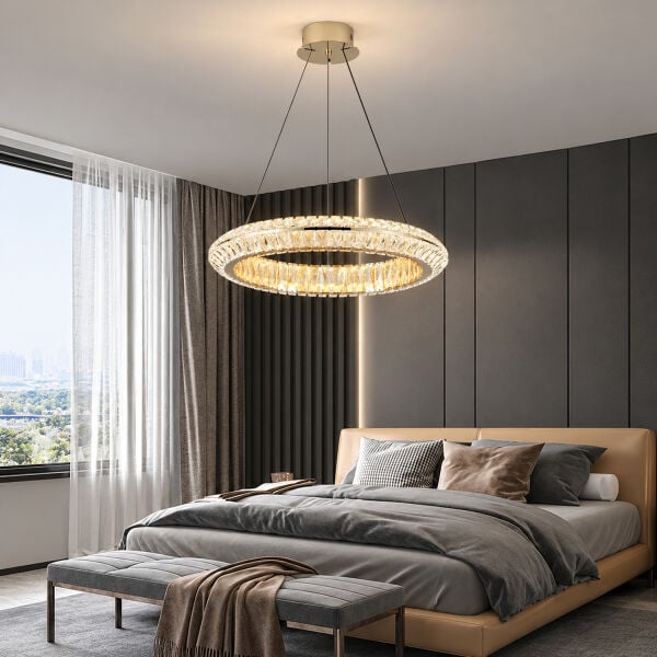 Kyler 60'lık Gold 90 Watt Kristalli 3 Renkli Led Sarkıt Avize