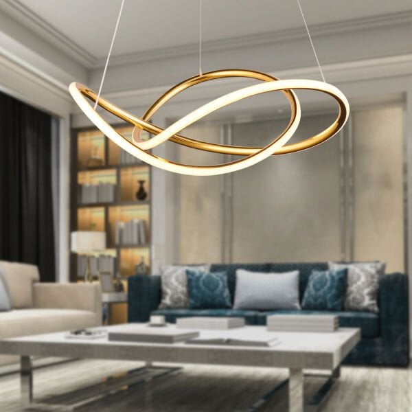 Belina Gold Sarkıt 48 Watt Sarkıt  Ofis Avizeleri 3 Renkli Ledli Modern Mutfak Banyo Led Salon Sarkıt Avize