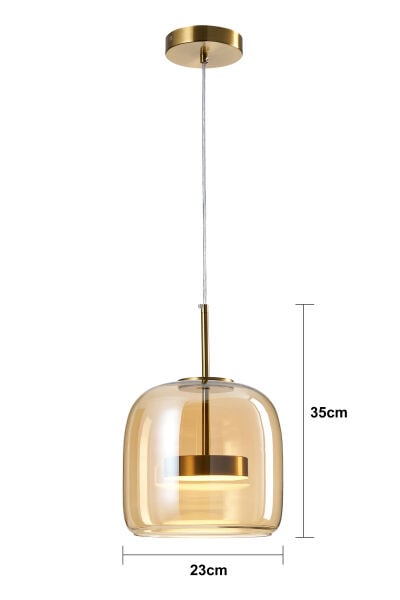 Brook 12 Watt 3000KEskitme Bal Camlı Tekli Led Sarkıt Avize