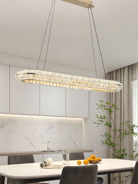 Kyler Sıralı Gold 120 Watt Kristalli 3 Renkli Led Sarkıt Avize