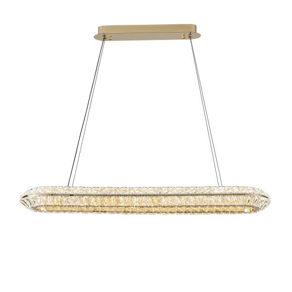 Kyler Sıralı Gold 120 Watt Kristalli 3 Renkli Led Sarkıt Avize