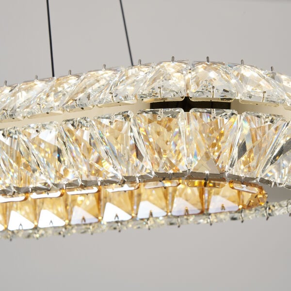 Kyler Sıralı Gold 120 Watt Kristalli 3 Renkli Led Sarkıt Avize