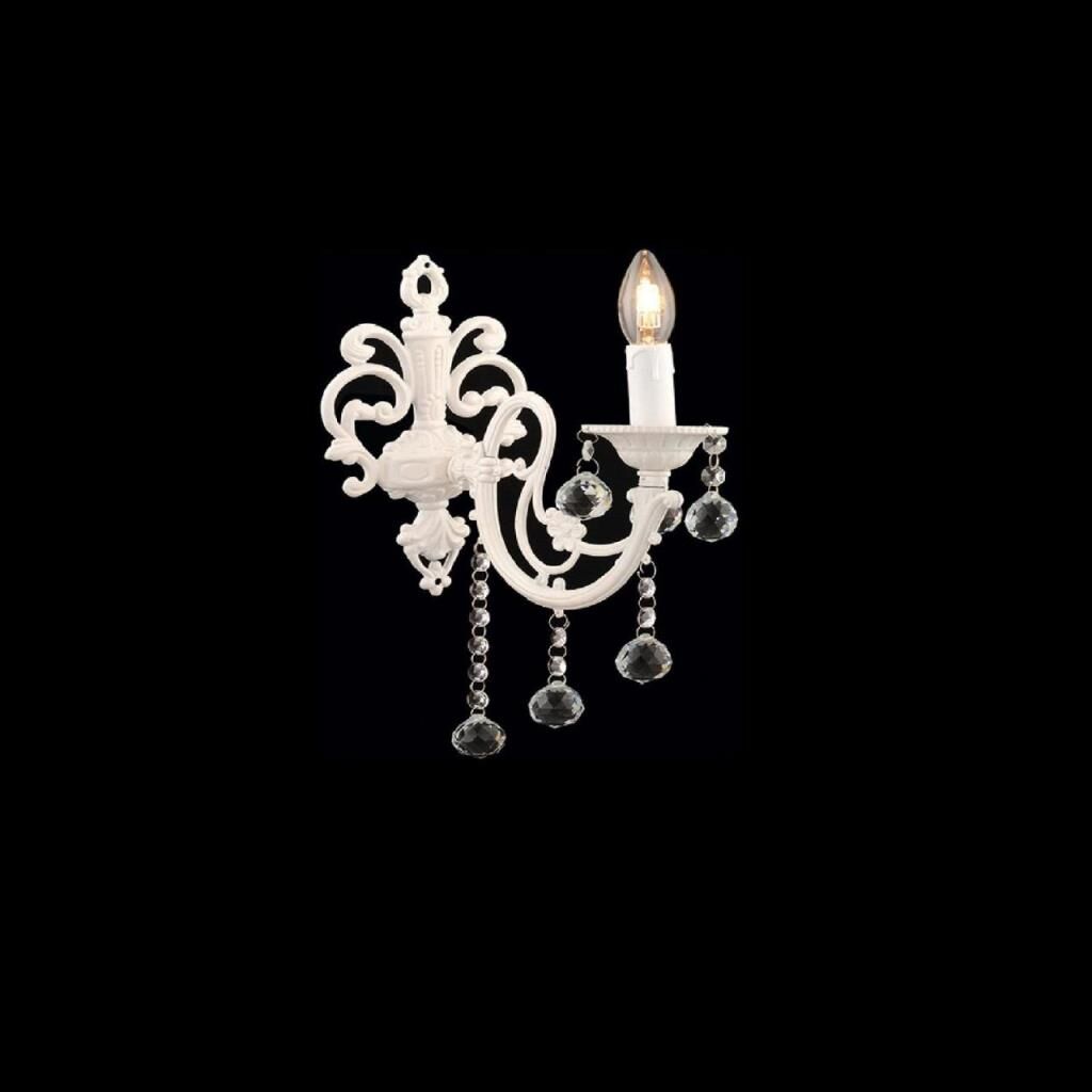 Beyza Tekli Beyaz Kristal Taşlı Duvar Lambası Yatak Odası-Yatak Başı-Salon için Aplik 3055-01-WH