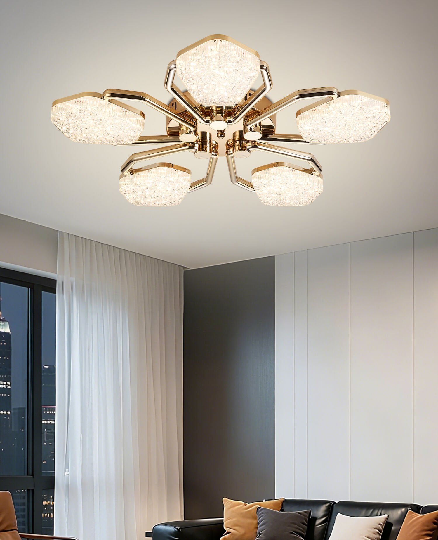 Matiz 5'li Gold 80 Watt Plafonyer 3 Renkli Led Avize