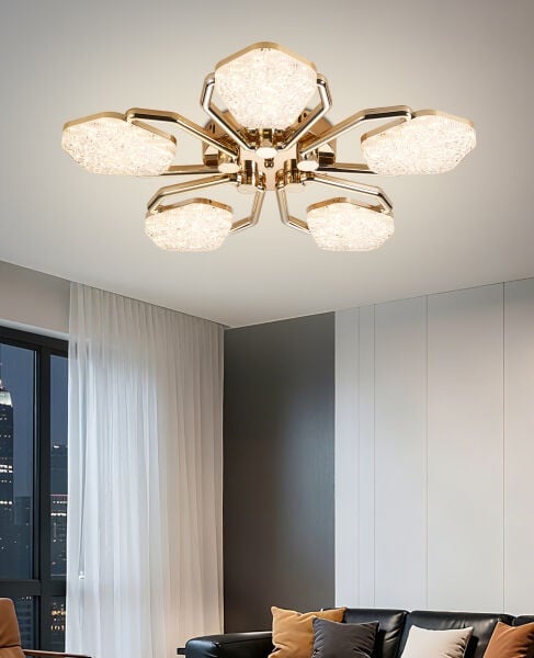 Matiz 5'li Gold 80 Watt Plafonyer 3 Renkli Led Avize