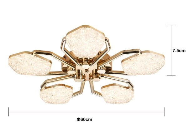 Matiz 5'li Gold 80 Watt Plafonyer 3 Renkli Led Avize