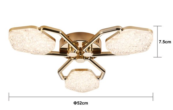 Matiz 3'lü Gold 48 Watt Plafonyer 3 Renkli Led Avize