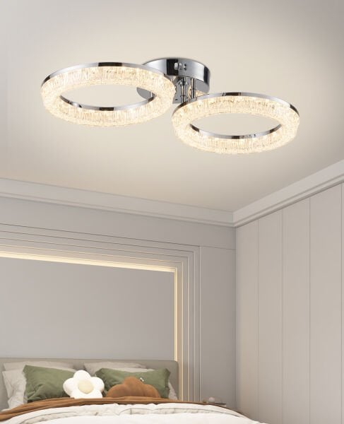 Gomez 2'li Krom 64 Watt Plafonyer 3 Renkli Led Avize
