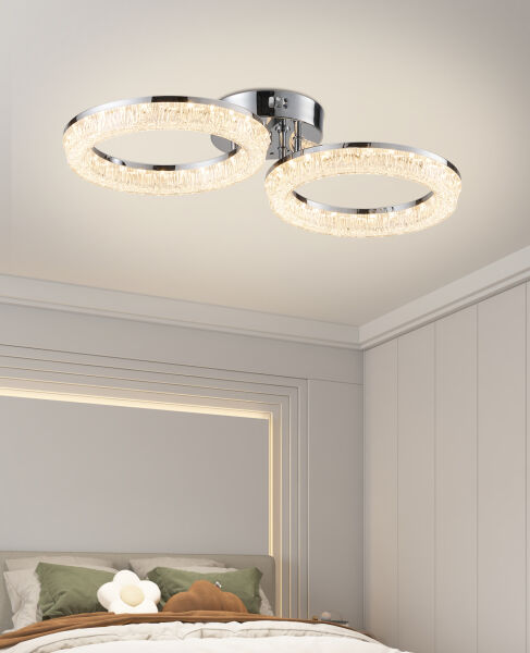 Gomez 2'li Krom 64 Watt Plafonyer 3 Renkli Led Avize