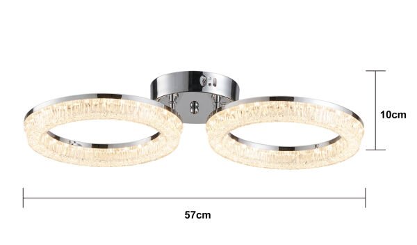 Gomez 2'li Krom 64 Watt Plafonyer 3 Renkli Led Avize