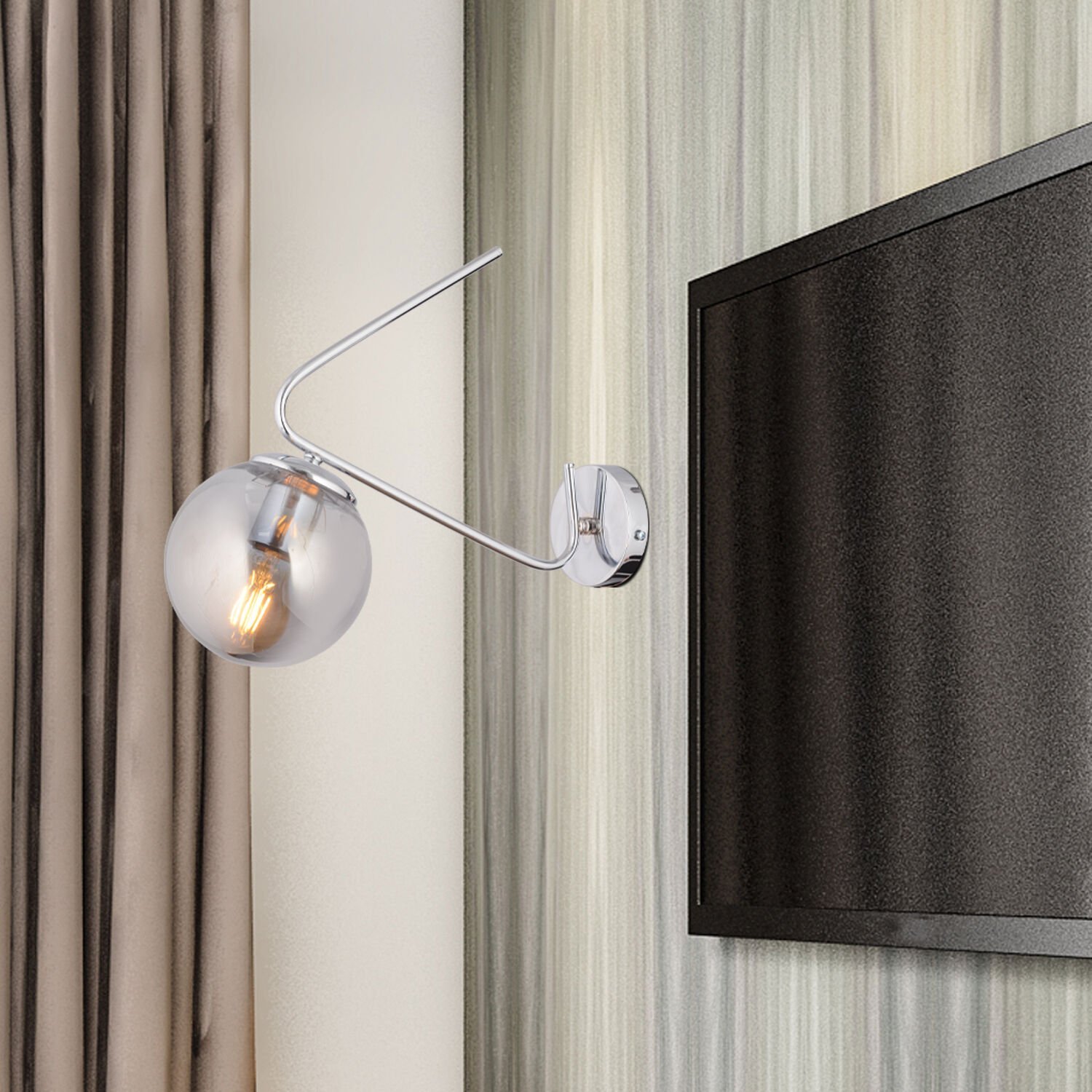 Mildred Tekli Krom Duvar Lambası Yatak Odası-Yatak Başı-Banyo İçin Modern Aplik