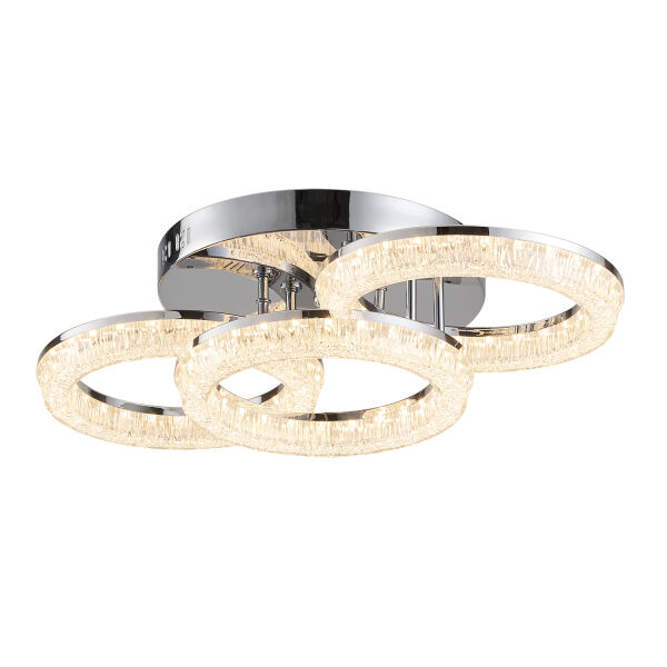Gomez 3'lü Krom 96 Watt Plafonyer 3 Renkli Led Avize