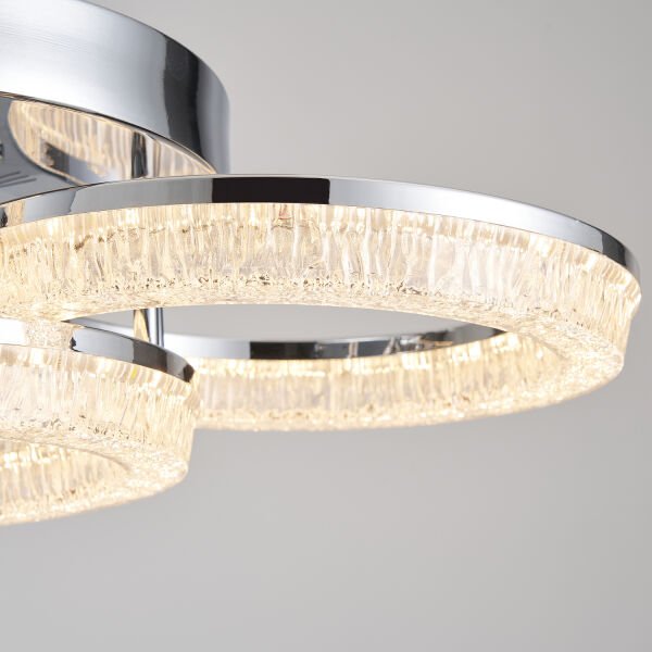 Gomez 3'lü Krom 96 Watt Plafonyer 3 Renkli Led Avize