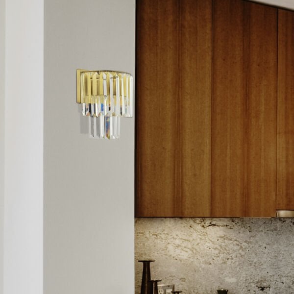 Nilüfer Eskitme Kristal Taşlı Duvar Lambası Yatak Odası-Yatak Başı-Salon için Aplik