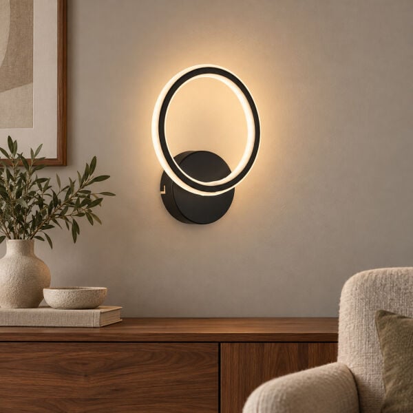 Besta Siyah 102 Watt Duvar Lambası Modern Tasarım Salon Led Aplik