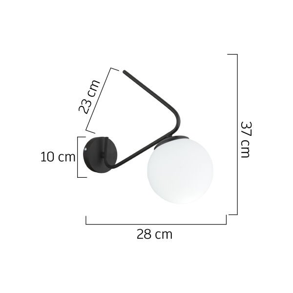 Mildred Siyah Duvar Lambası Yatak Odası-Yatak Başı-Banyo İçin Modern Aplik