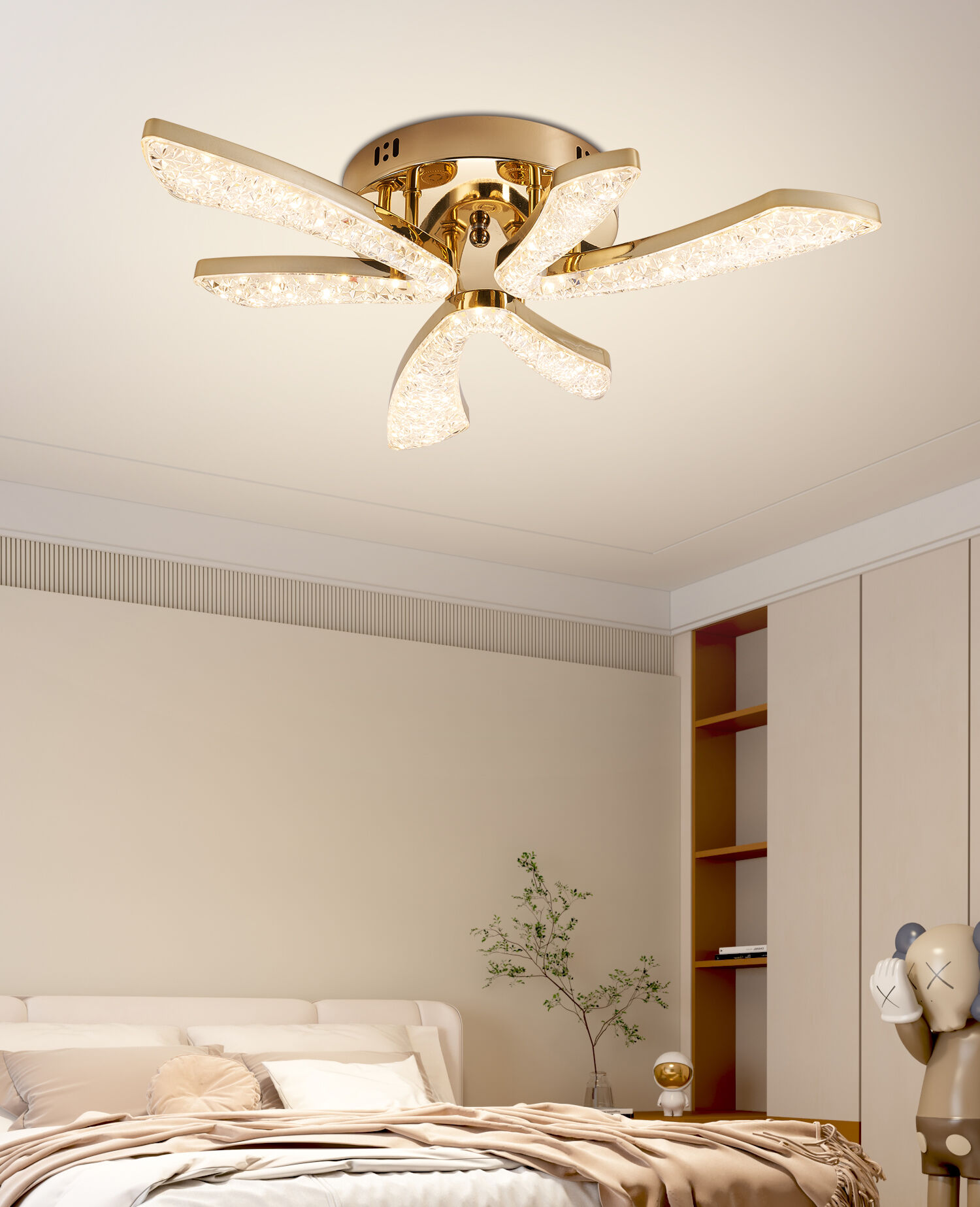 Quinn 6'lı Gold 48 Watt Plafonyer 3 Renkli Led Avize