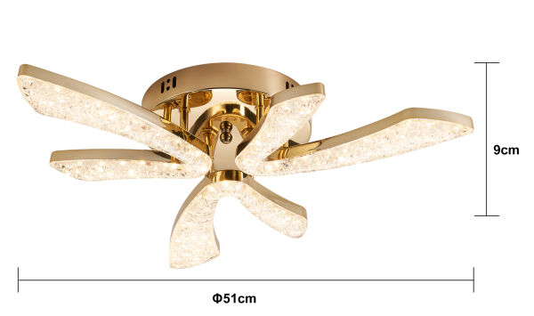 Quinn 6'lı Gold 48 Watt Plafonyer 3 Renkli Led Avize