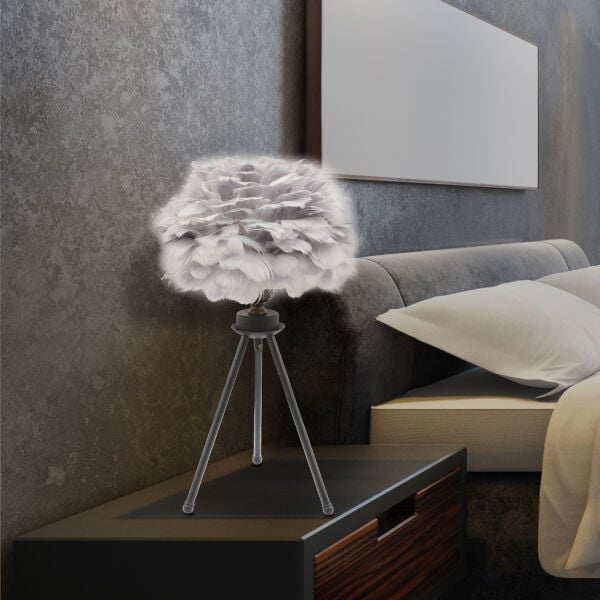 BELİNAY SİYAH TÜYLÜ ABAJUR  Masa Lambası Modern Tasarım -Yatak Odası-Salon Abajur