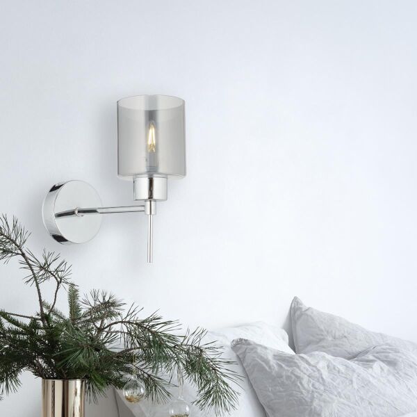 Cemre Krom Duvar Lambası Yatak Odası-Yatak Başı-Banyo İçin Modern Aplik