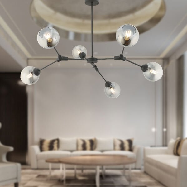 BÜRKE 6LI AVİZE SİYAH Modern Koridor Yatak Odası Salon Avize