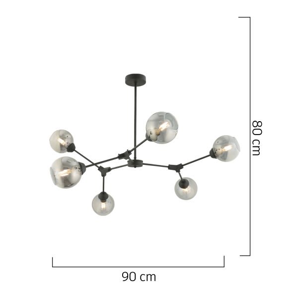 BÜRKE 6LI AVİZE SİYAH Modern Koridor Yatak Odası Salon Avize