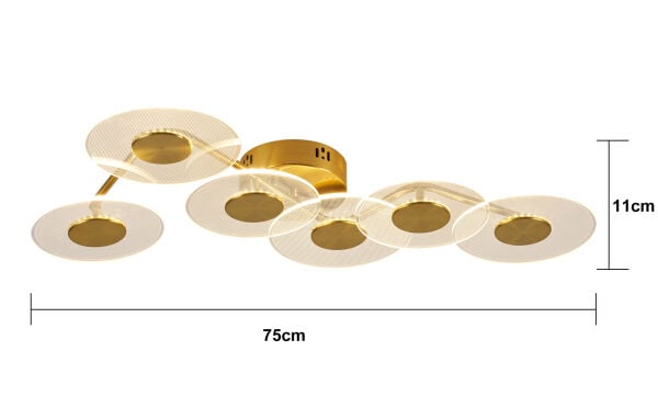 Callista 6'lı Gold 18 Watt Plafonyer 3 Renkli Led Avize