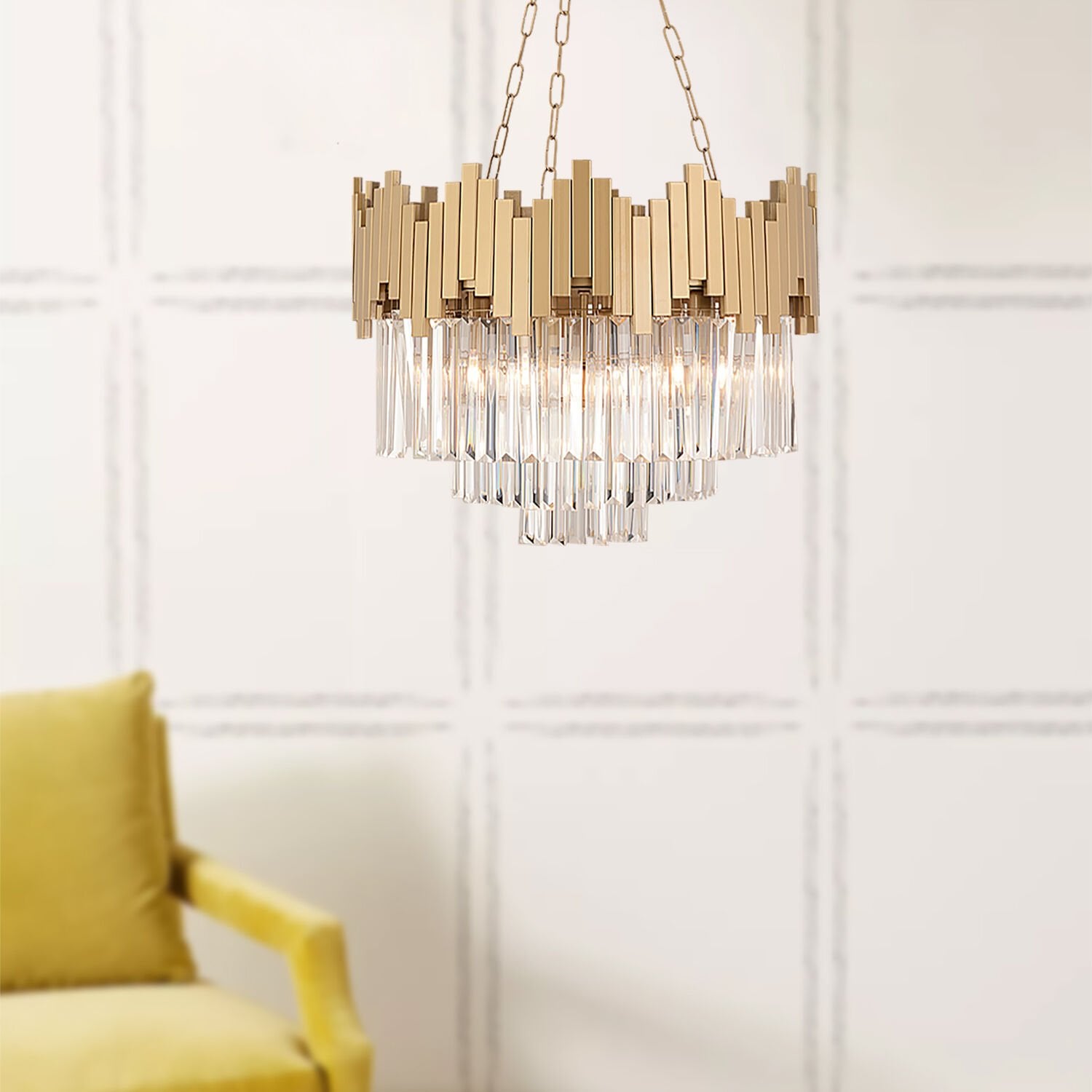 Navona Eskitme  Kristalli, Taşlı Modern Tasarım Kristal Salon Avize