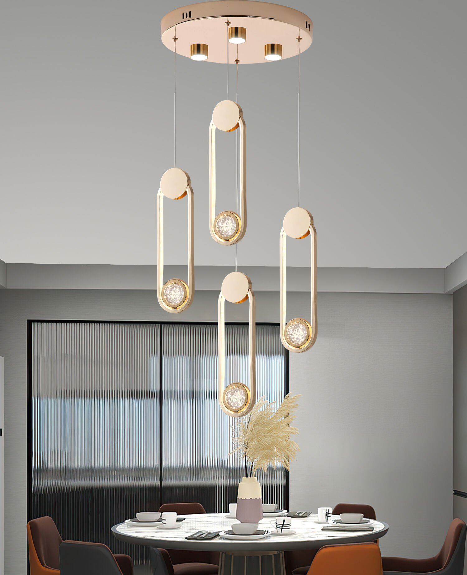 Beckett 4'lü Kristal Top Başlıklı Gold Sarkıt Led Avize