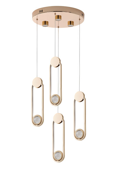 Beckett 4'lü Kristal Top Başlıklı Gold Sarkıt Led Avize