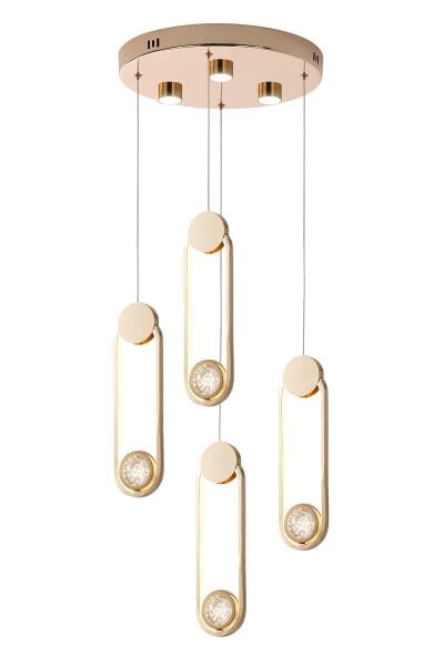 Beckett 4'lü Kristal Top Başlıklı Gold Sarkıt Led Avize