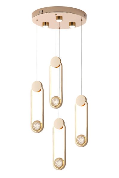 Beckett 4'lü Kristal Top Başlıklı Gold Sarkıt Led Avize