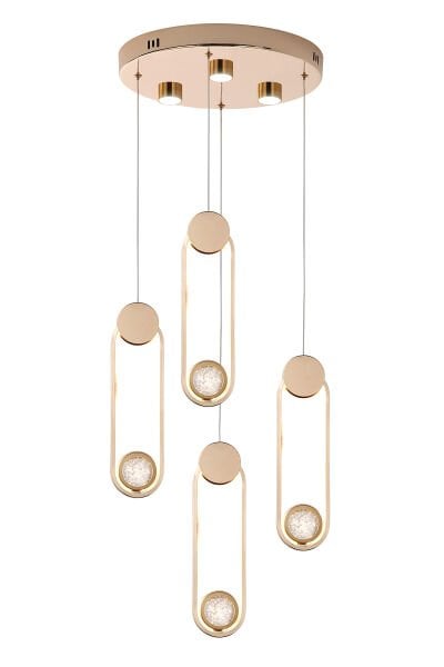 Beckett 4'lü Kristal Top Başlıklı Gold Sarkıt Led Avize