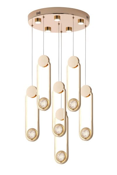 Beckett 6'Lı Kristal Top Başlıklı Gold Sarkıt Led Avize