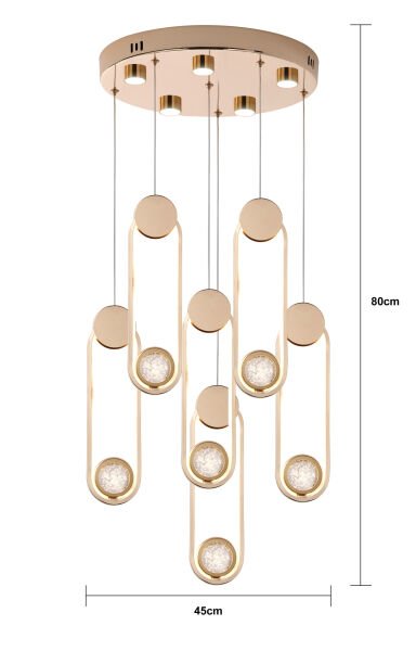 Beckett 6'Lı Kristal Top Başlıklı Gold Sarkıt Led Avize