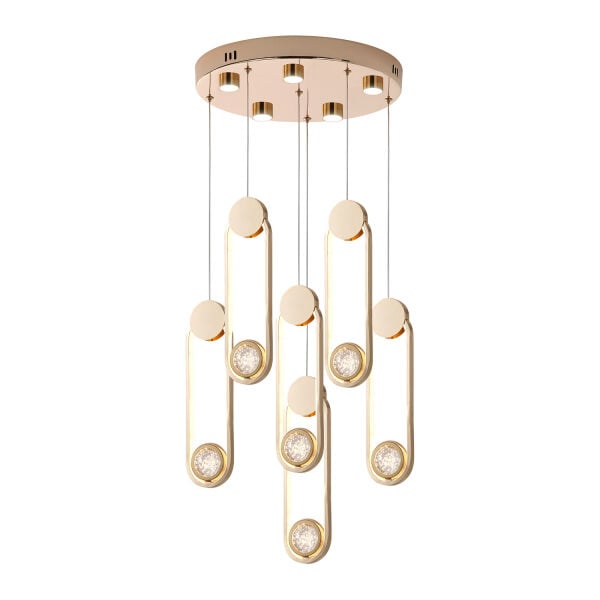 Beckett 6'Lı Kristal Top Başlıklı Gold Sarkıt Led Avize