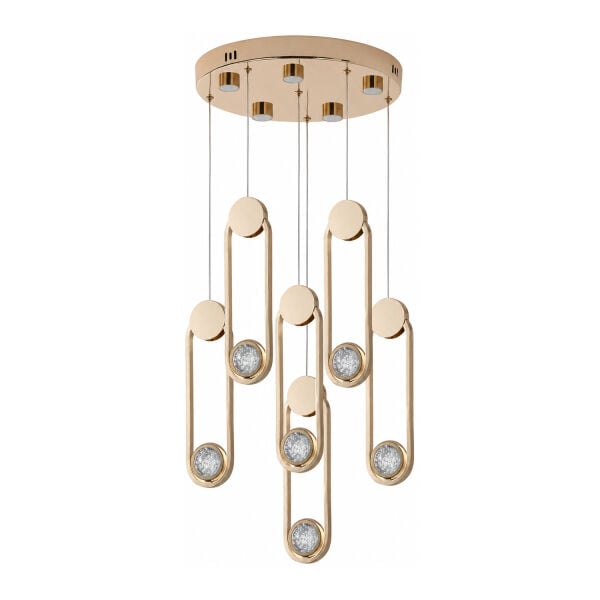 Beckett 6'Lı Kristal Top Başlıklı Gold Sarkıt Led Avize