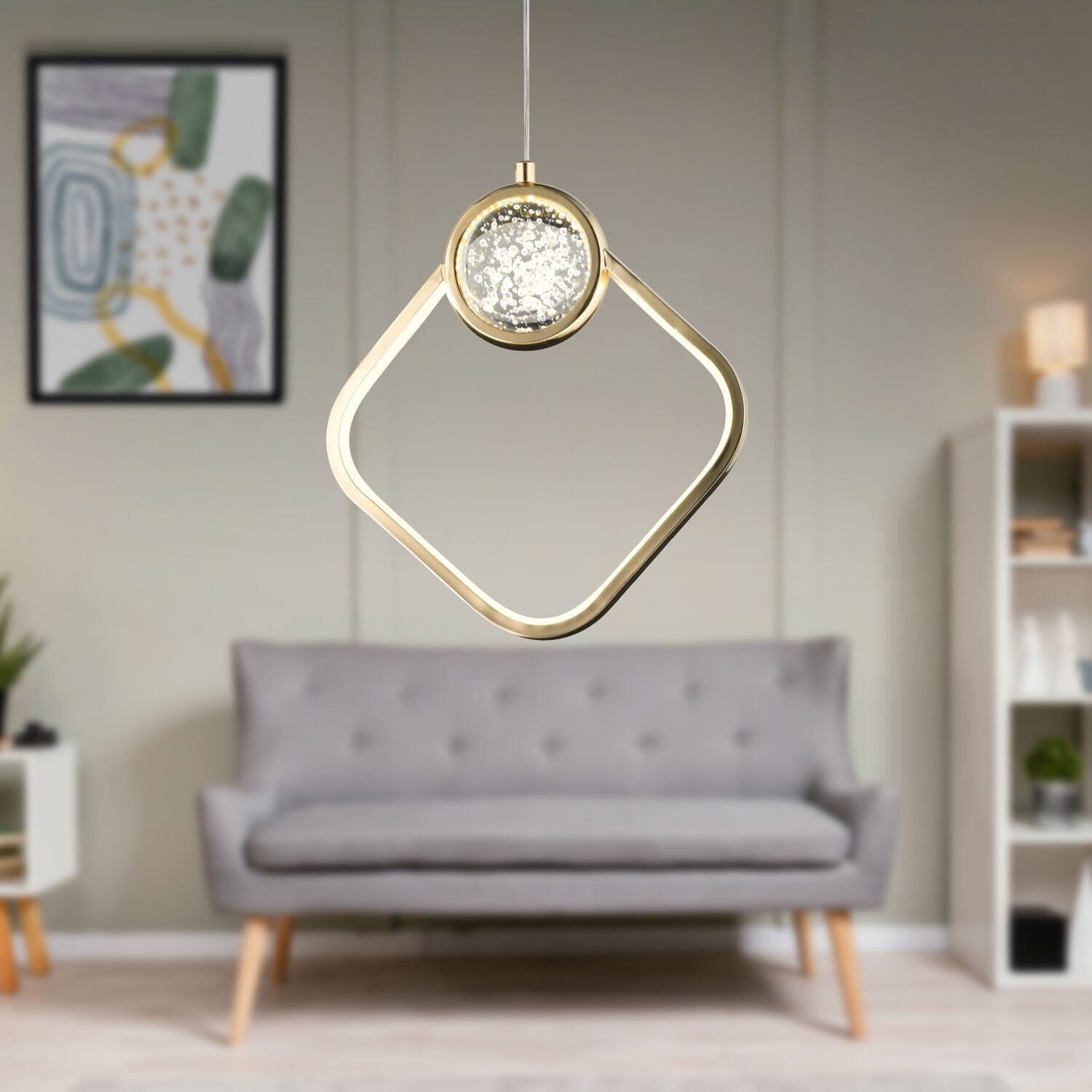 Frieda Tekli 3 Renkli 17 Watt Gold  Ledli Modern Oturma Odası Salon Sarkıt Avize