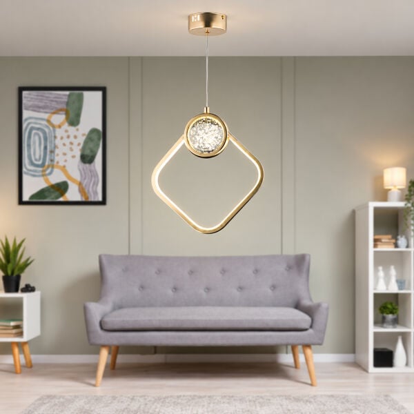 Frieda Tekli 3 Renkli 17 Watt Gold  Ledli Modern Oturma Odası Salon Sarkıt Avize
