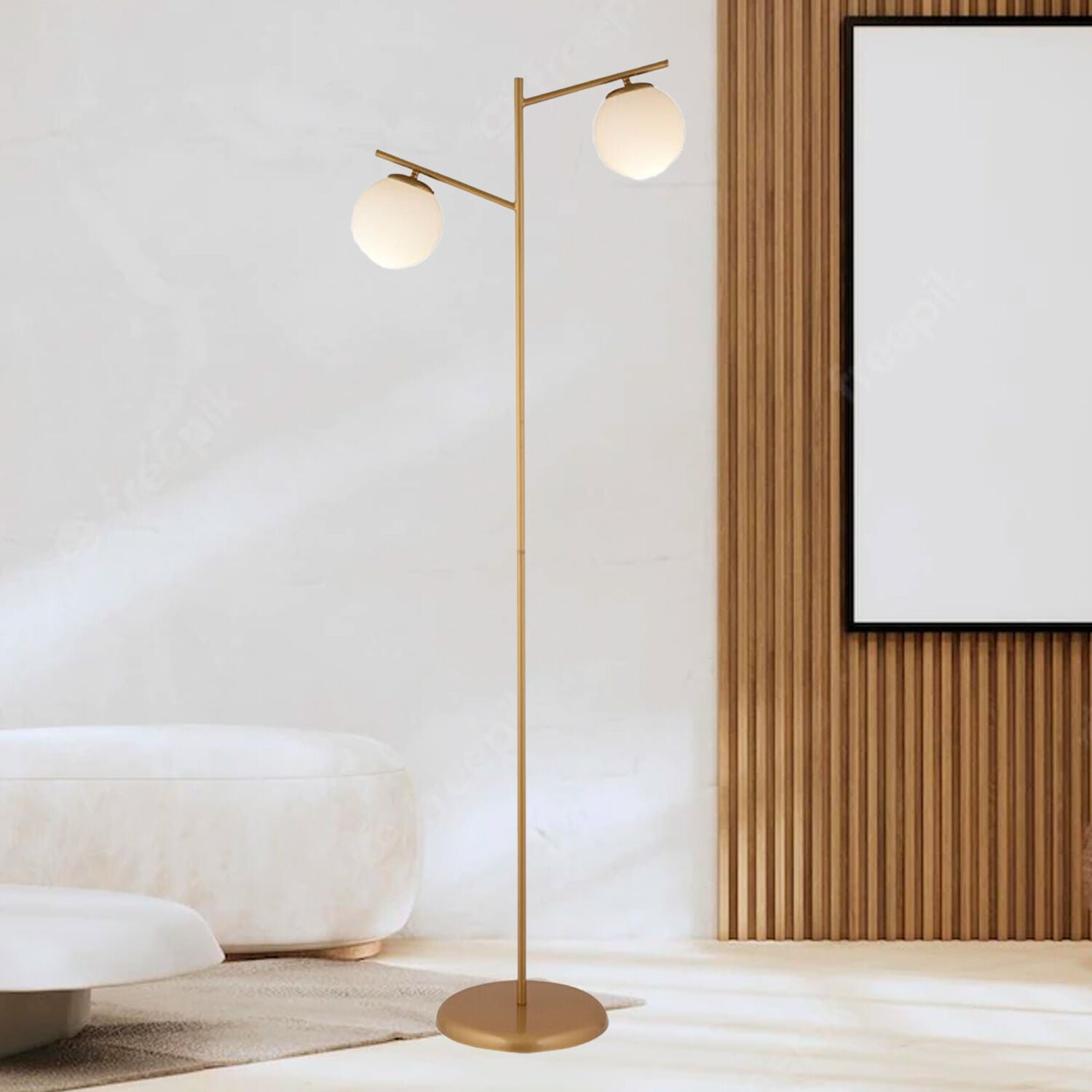 Rengi 2li Eskitme Beyaz Camlı Modern Dekoratif Tasarım Oturma Odası-Salon Lambader