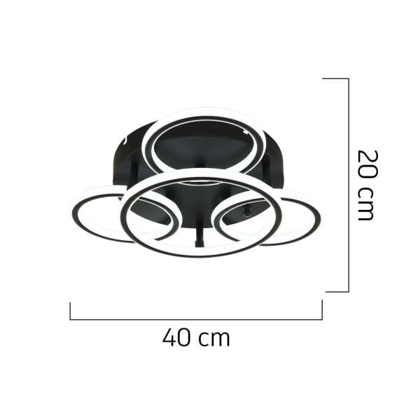 Dalia Siyah 114 Watt Ledli Modern Mutfak Banyo Led Salon Plafonyer  Avize