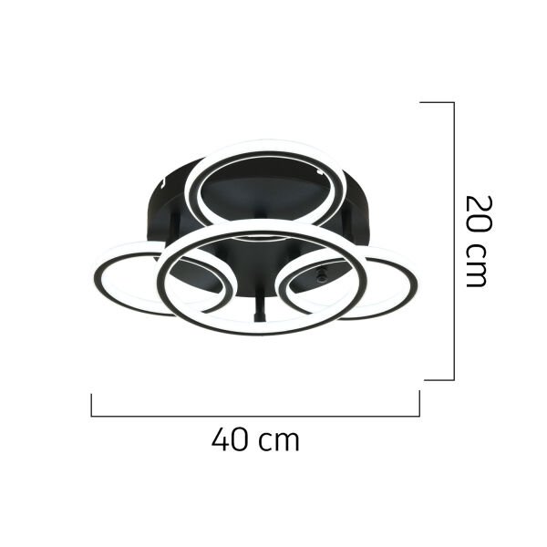 Dalia Siyah 114 Watt Ledli Modern Mutfak Banyo Led Salon Plafonyer  Avize