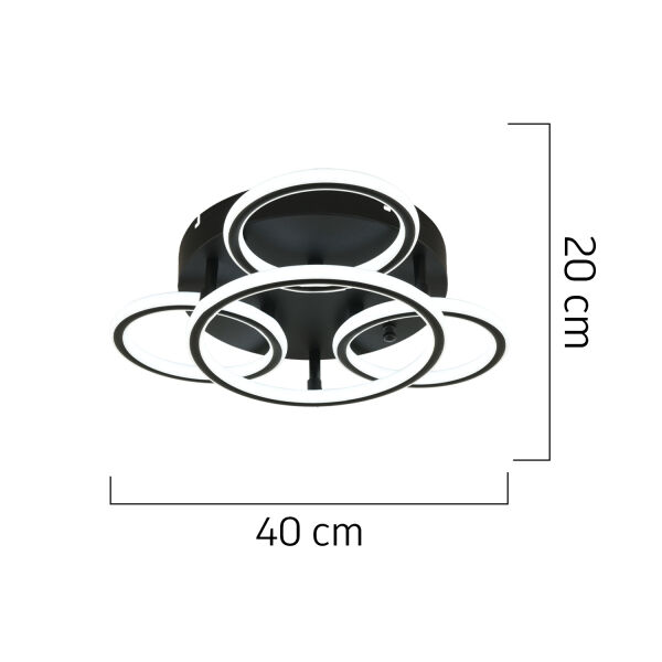 Dalia Siyah 114 Watt Ledli Modern Mutfak Banyo Led Salon Plafonyer  Avize