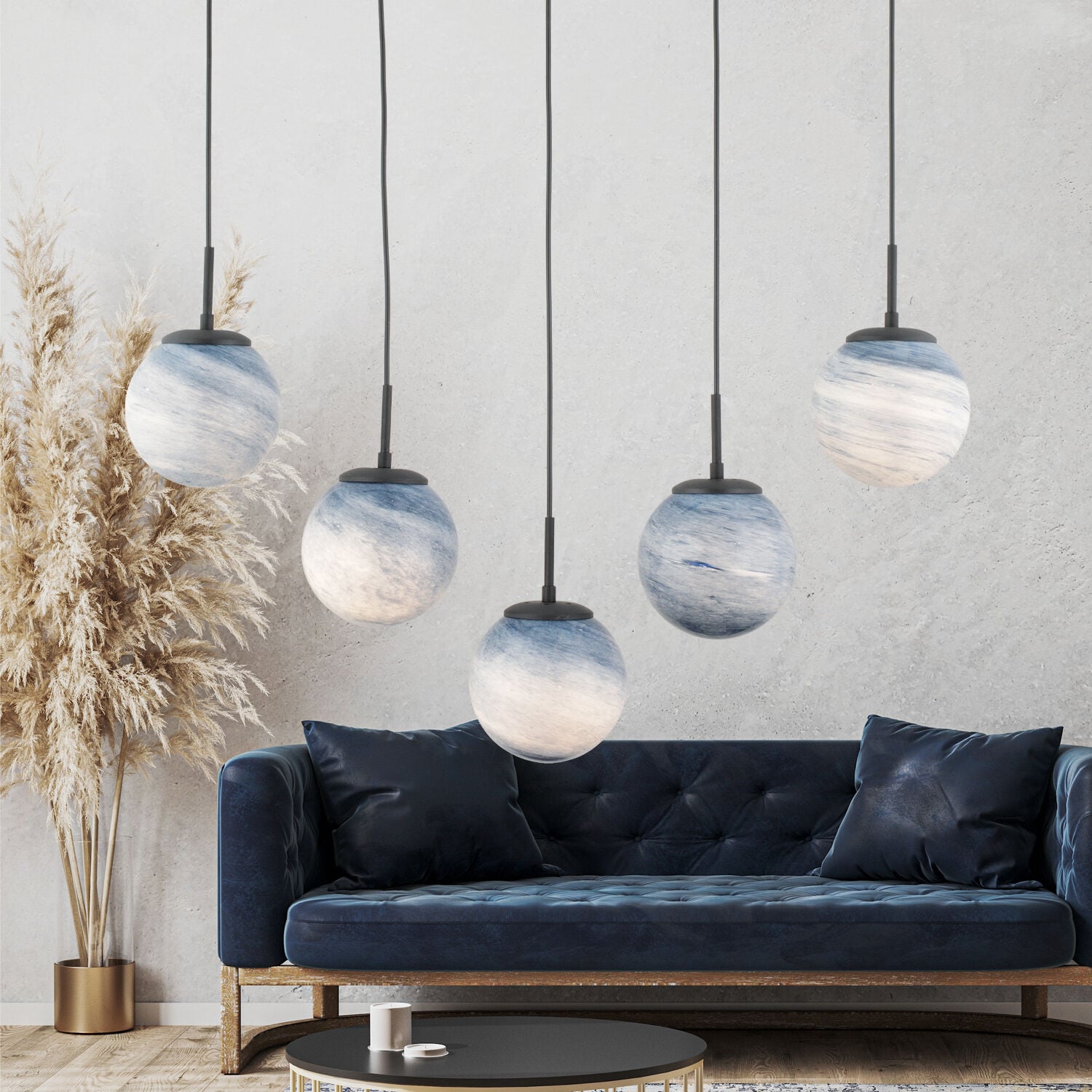 EFSER 5Lİ SIRALI AVİZE Modern Oturma Odası Salon Sarkıt Avize